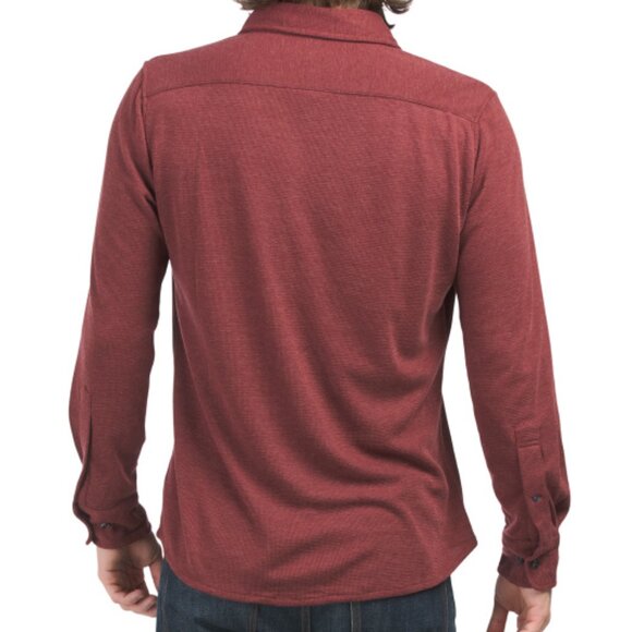 NEW BONOBOS Merino Wool Blend Hybrid Shirt heather burgundy for men 362tn - Picture 4 of 4